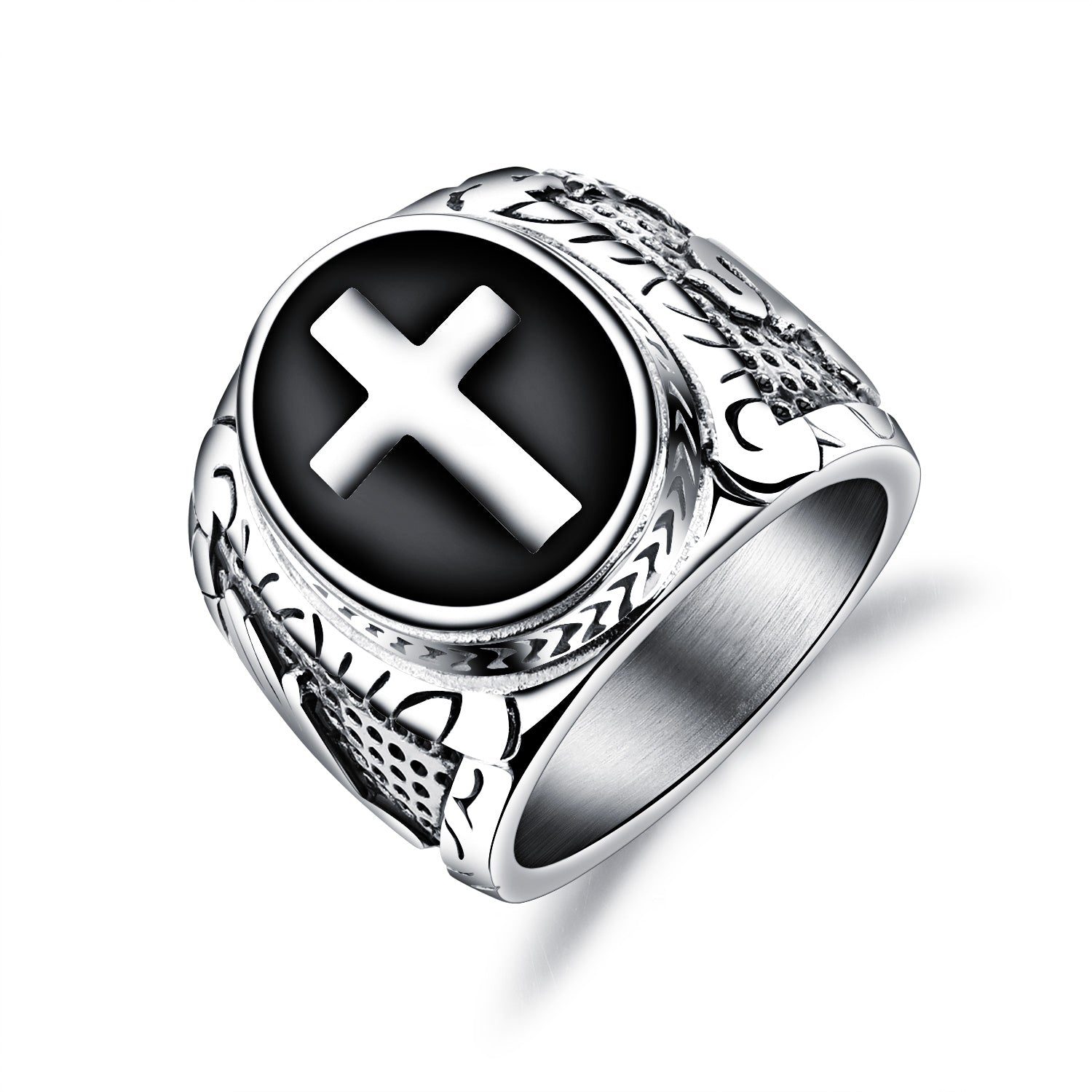 Mannen kruis ring, stoere mannen ring, mannen ring, kruis sieraad voor mannen, stalen ring, stalen kruis ring, grote mannen ring