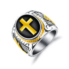 Mannen kruis ring, stoere mannen ring, mannen ring, kruis sieraad voor mannen, stalen ring, stalen kruis ring, grote mannen ring