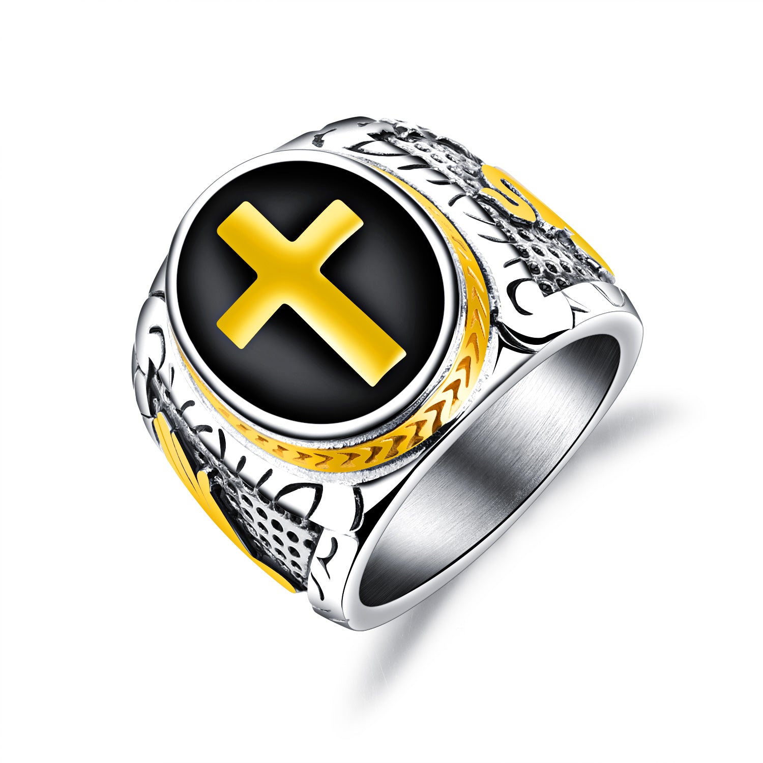 Mannen kruis ring, stoere mannen ring, mannen ring, kruis sieraad voor mannen, stalen ring, stalen kruis ring, grote mannen ring