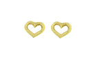 Gouden hart oorknoppen, 14 karaat oorbellen, oorbellen open hartjes, 14k kleine hartjes oorknoppen goud, oorbellen gouden voor dames, kinder gouden oorbellen hartjes, geborstelde goud oorbellen
