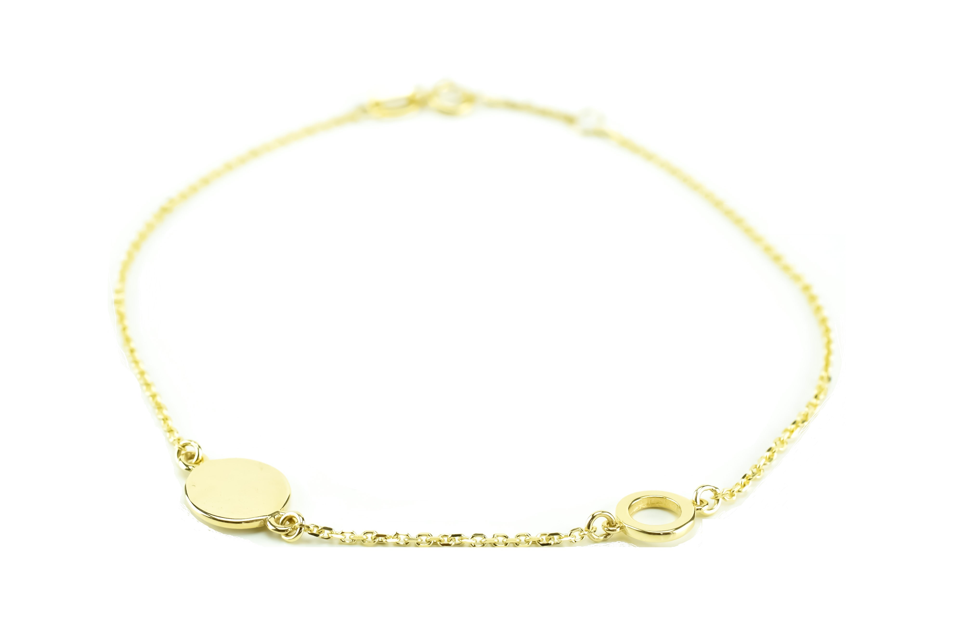 14k gouden armband voor dames, dames 14k armband, unieke 14k armband, dames 14k armband met 2 bedels
