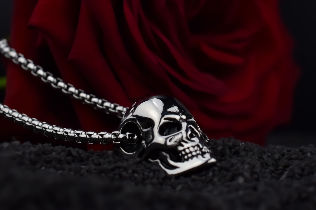 Doodskop ketting zilverkleurig, mannen doodskop ketting, mannen ketting, zwarte doodskop ketting, gouden mannen ketting, doodskop, doodskop ketting