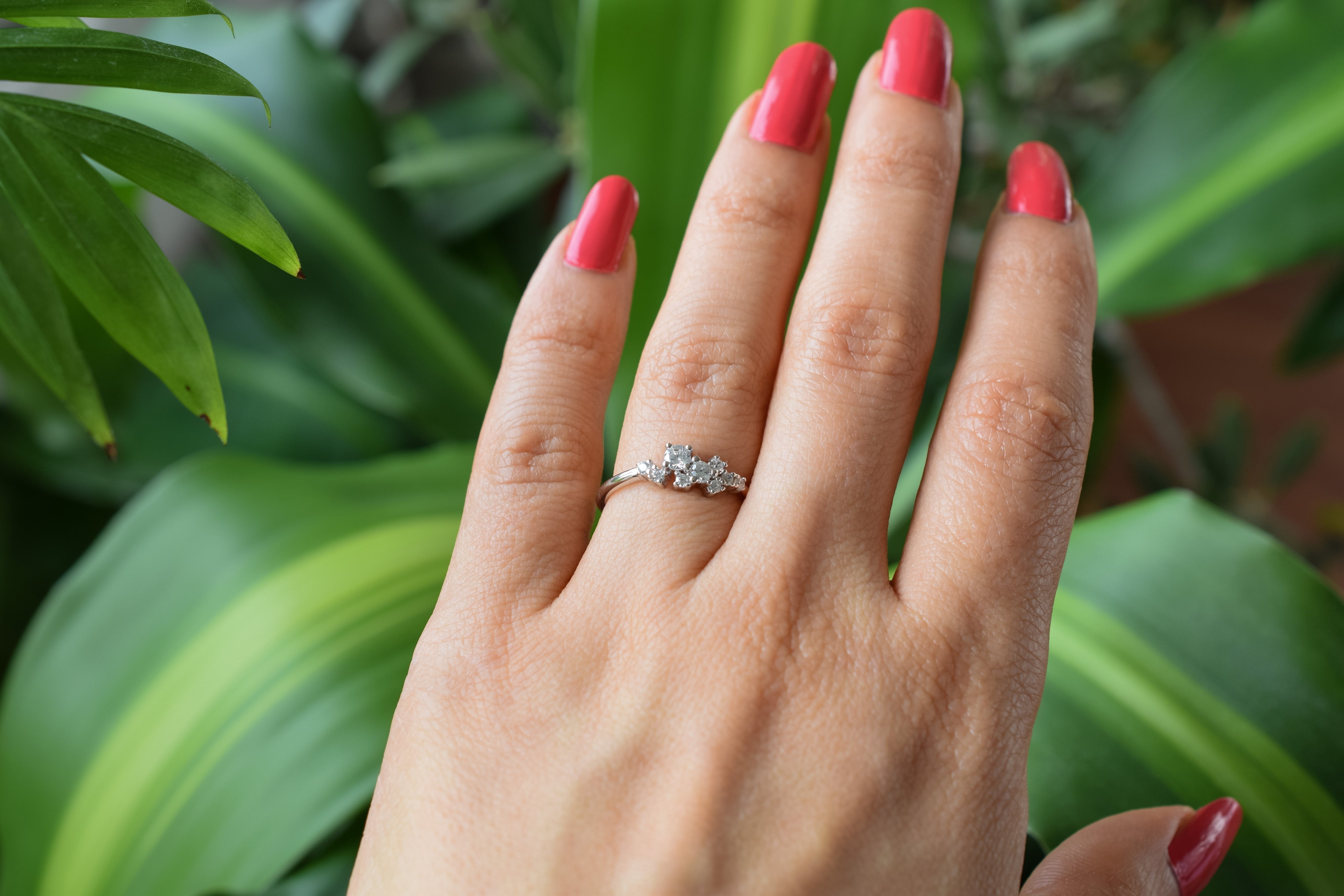 Cluster ring goud, zilveren ring met stenen, ring rosegoud, unieke ring, dames ring, gouden dames ring, zilveren feestelijke ring, promise ring goud, verlovingsring zilver