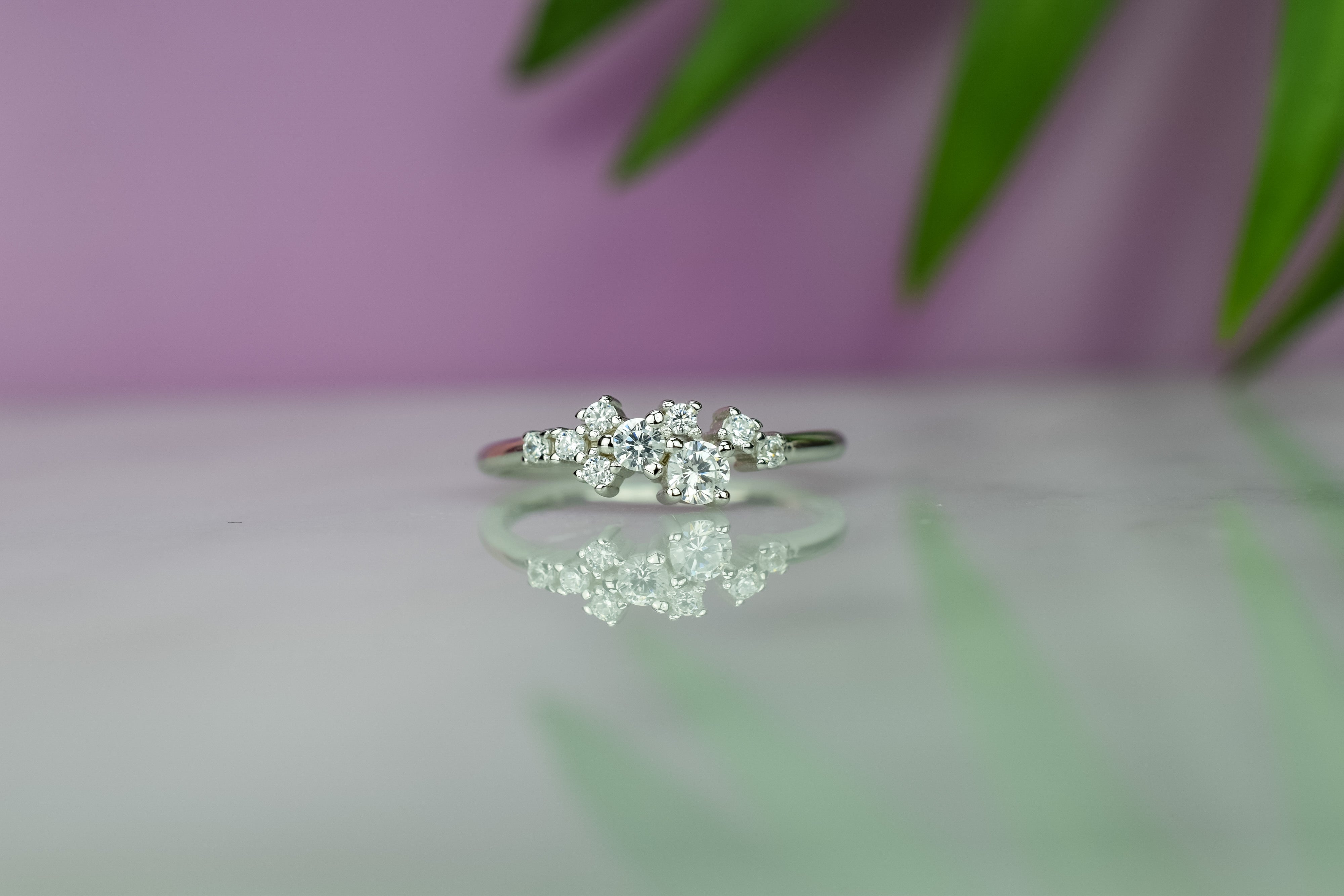 Cluster ring goud, zilveren ring met stenen, ring rosegoud, unieke ring, dames ring, gouden dames ring, zilveren feestelijke ring, promise ring goud, verlovingsring zilver