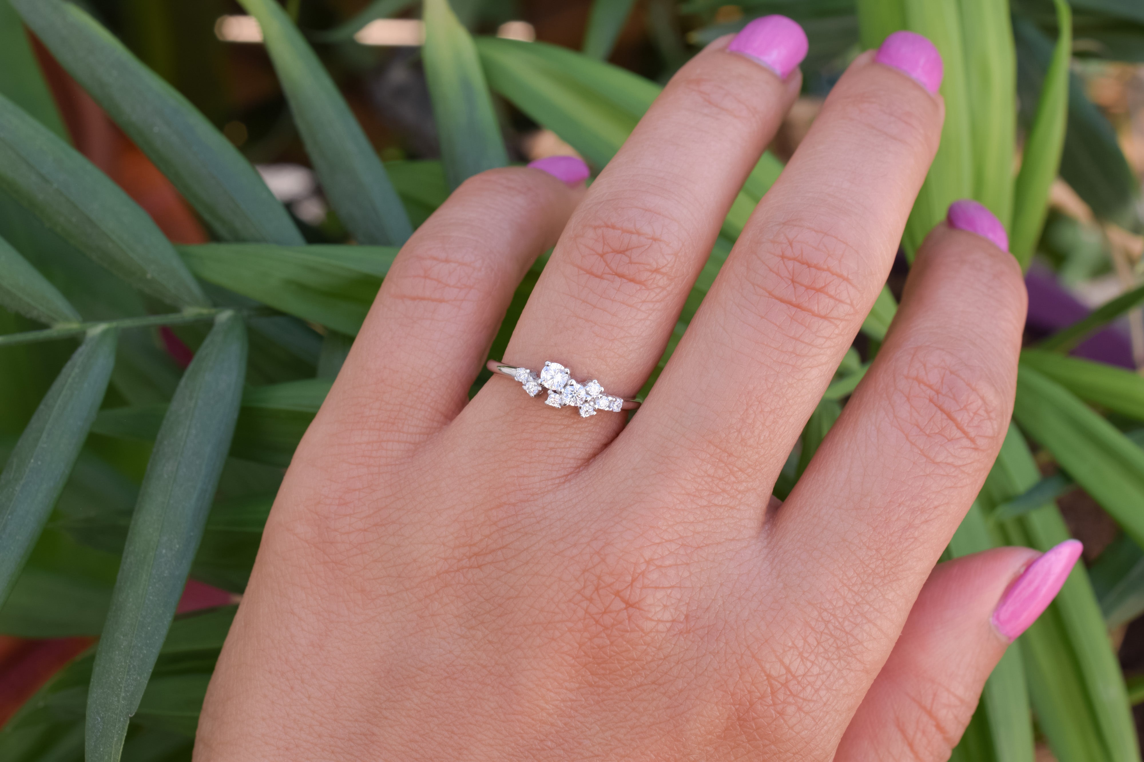 Cluster ring goud, zilveren ring met stenen, ring rosegoud, unieke ring, dames ring, gouden dames ring, zilveren feestelijke ring, promise ring goud, verlovingsring zilver