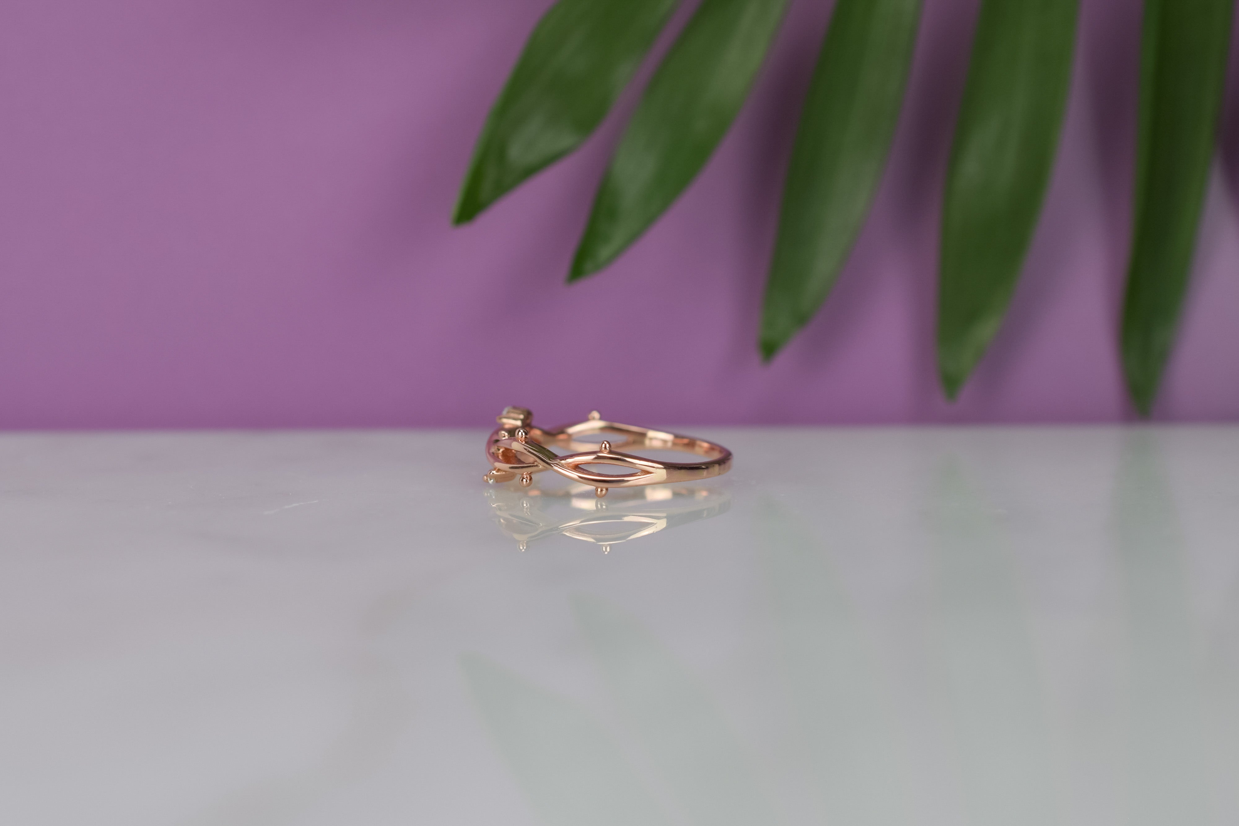 earth ring, 18k ring, eternity ring, rose gouden ring, branch ring 