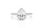 Peervormige ring met stenen, rose ring met stenen, peer ring rosegoud, verlovingsring dames, ring peervormige steen, druppelvormige ring met steen, trouwring goud
