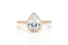 Peervormige ring met stenen, rose ring met stenen, peer ring rosegoud, verlovingsring dames, ring peervormige steen, druppelvormige ring met steen, trouwring goud