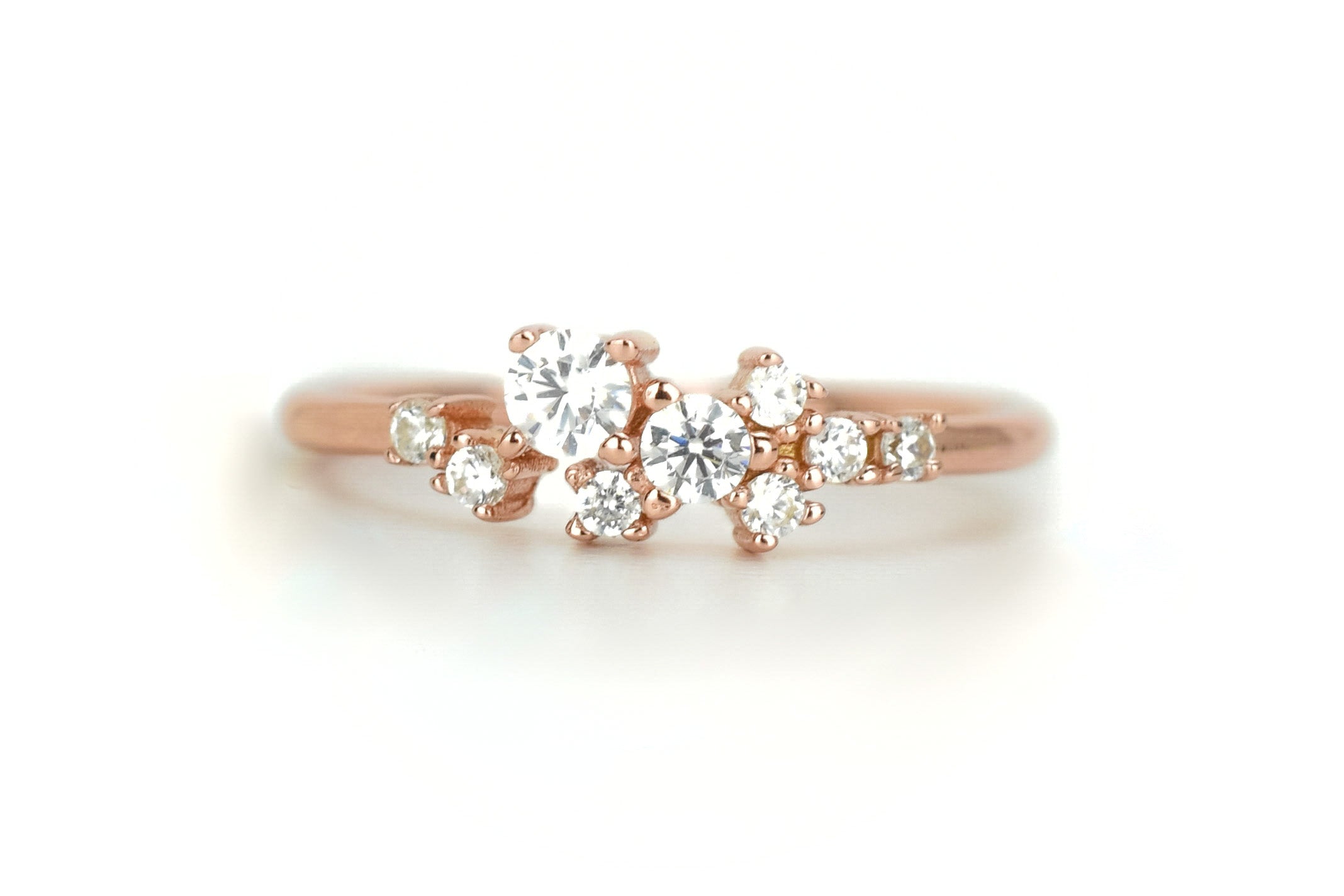 Cluster ring goud, zilveren ring met stenen, ring rosegoud, unieke ring, dames ring, gouden dames ring, zilveren feestelijke ring, promise ring goud, verlovingsring zilver