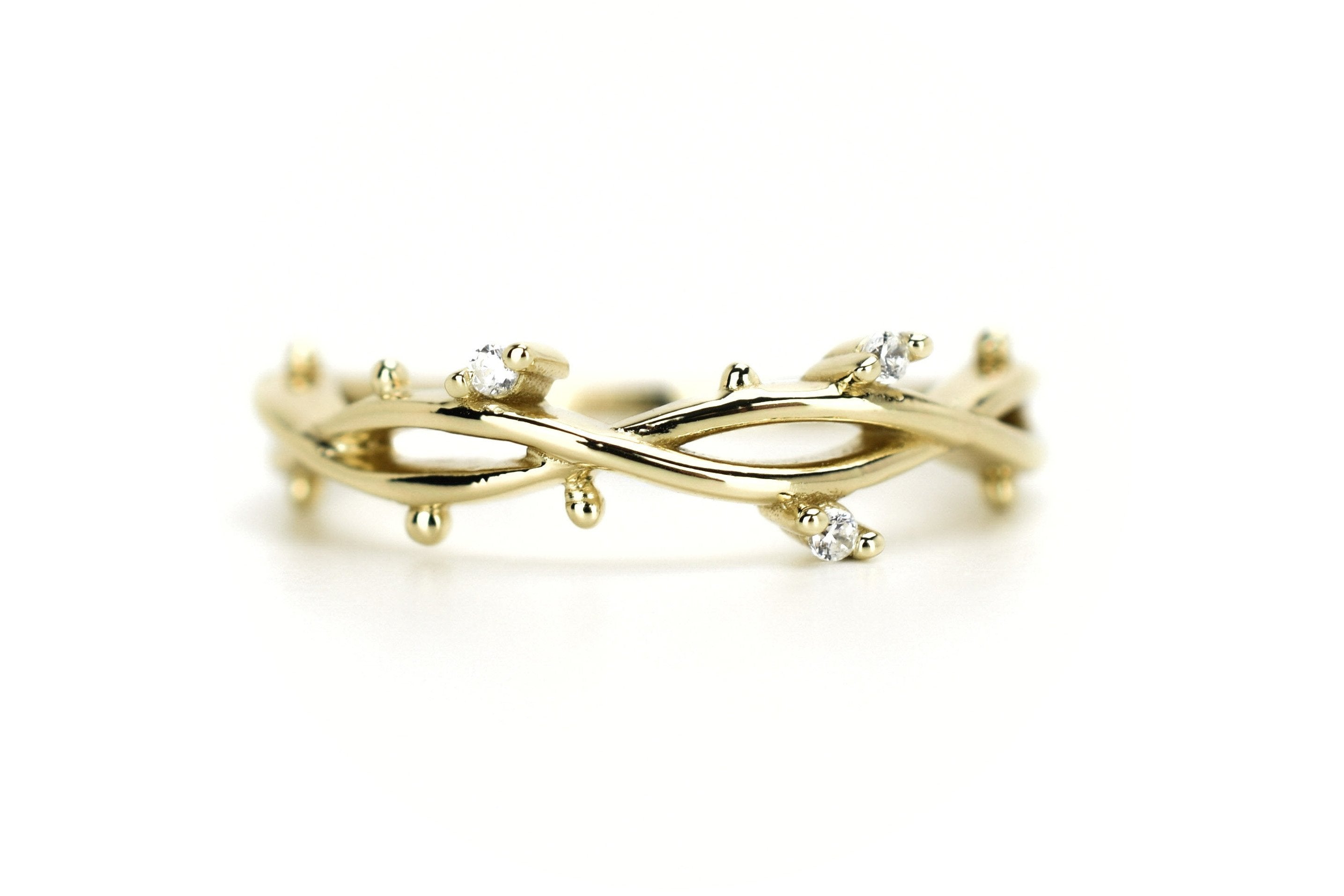 gouden bloemen ring, ring met blaadjes, ring met stenen, verlovingsring, rosegoud ring, zilveren verlovingsring