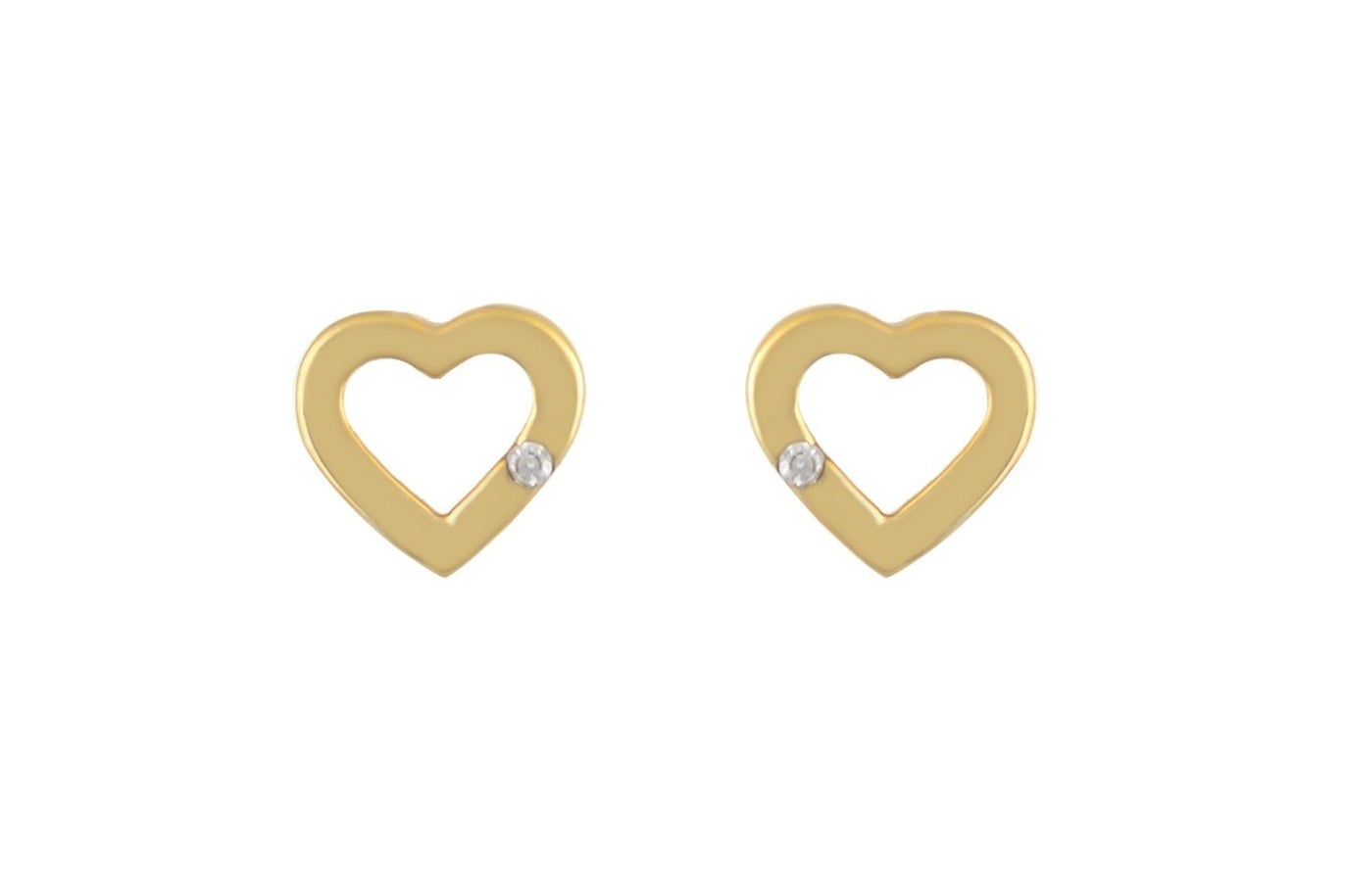 14 karaat oorbellen, hartjes oorknoppen met steen, dames oorknoppen hartjes met steen, subtiele hartjes oorbellen