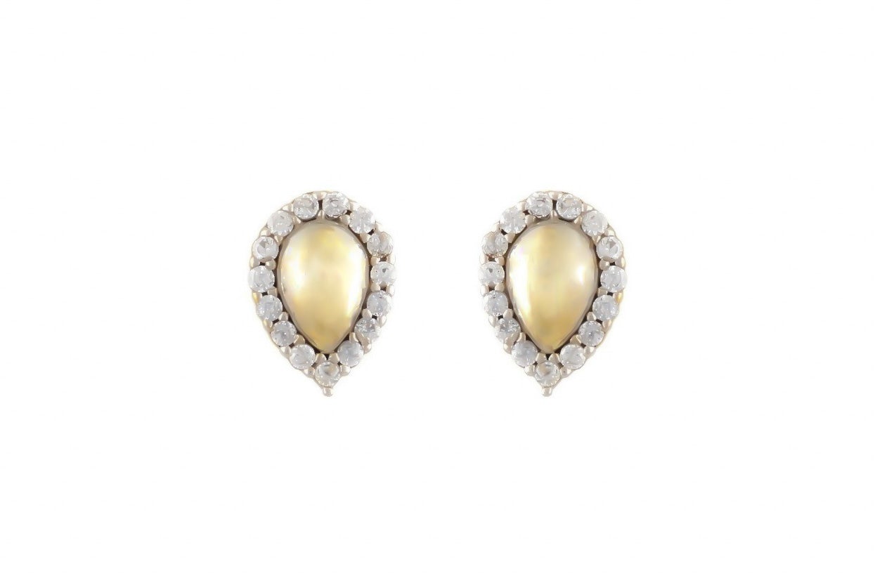 14k peer oorbellen, gouden oorbellen met stenen, 14 karaat druppel oorbellen, oorbellen met stenen, 14k oorbellen peer met stenen, halo oorbellen goud