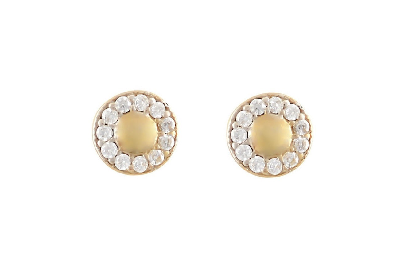 gouden ronde oorbellen, oorbellen met stenen, 14k oorbellen rondjes, halo oorbellen goud, gouden kleine oorbellen met stenen, klassieke oorbellen voor vrouwen, 14k gouden ronde oorbellen voor meisjes, dames oorbellen 14 karaat goud