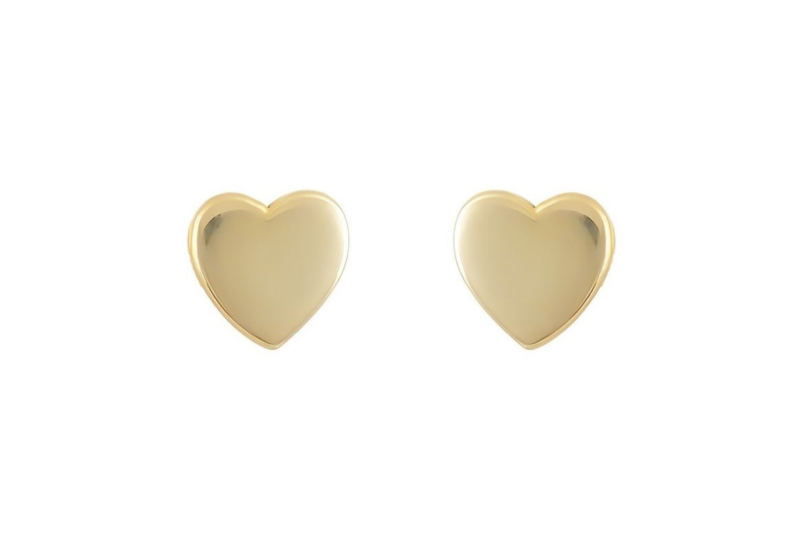 Gouden oorbellen haryjes, dames hartjes oorbellen 14 karaat, kleine gouden hartjes oorknoppen, dichte harten oorbellen meisjes, 14 karaat gouden hart oorbellen