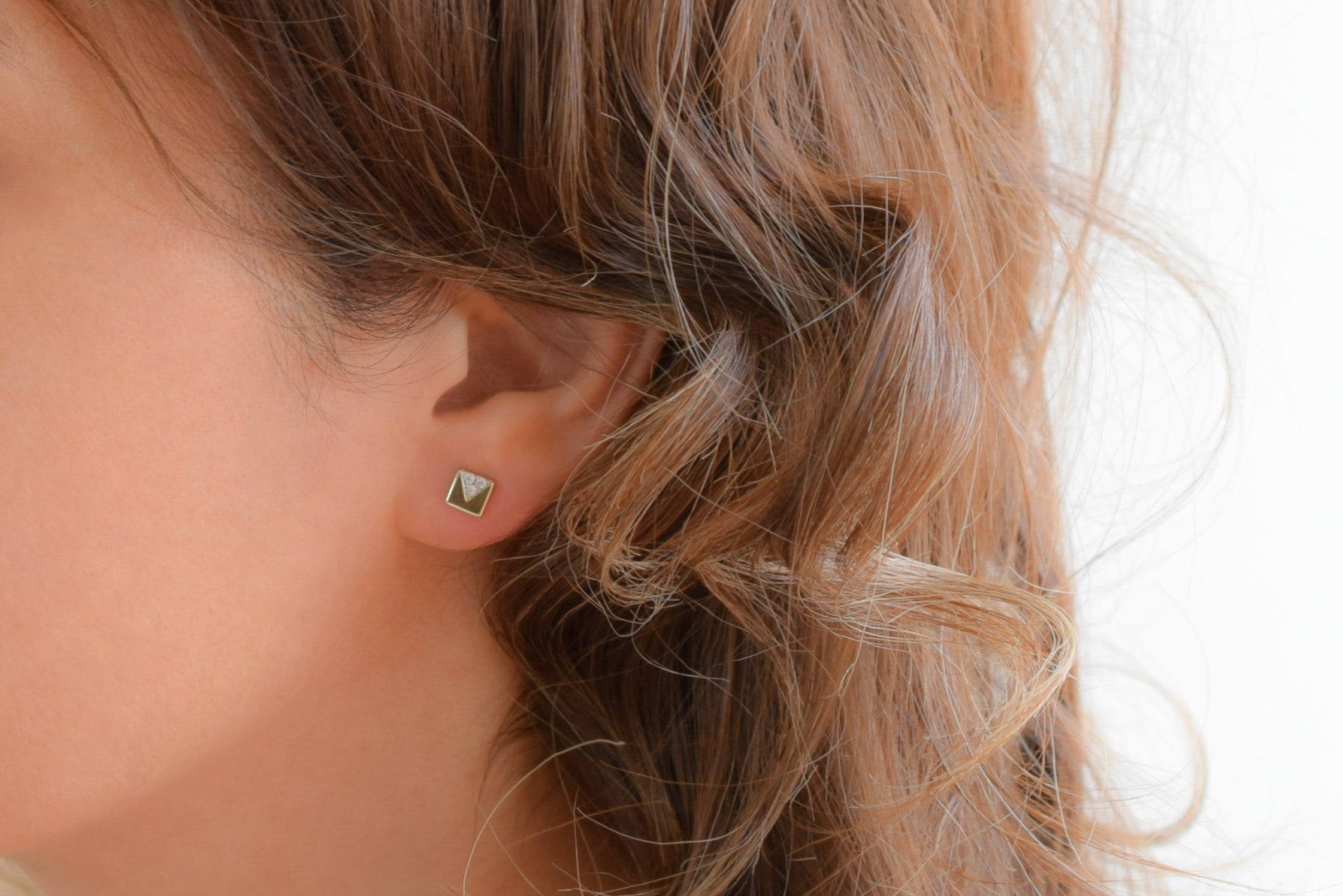 gouden vierkante oorbellen, 14k oorbellen, vierkante gouden oorbellen, vierkante oorbellen met stenen, 14k gouden dames oorbellen