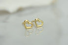 Gouden hart oorknoppen, 14 karaat oorbellen, oorbellen open hartjes, 14k kleine hartjes oorknoppen goud, oorbellen gouden voor dames, kinder gouden oorbellen hartjes 