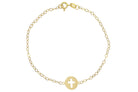 dames armband goud, mooie dames armband, 14 karaat kruisje armband, armband met kruis, dames kruis armband, armband goud net kruis bedel, elegante armband, gouden kruis armband moeder en kind