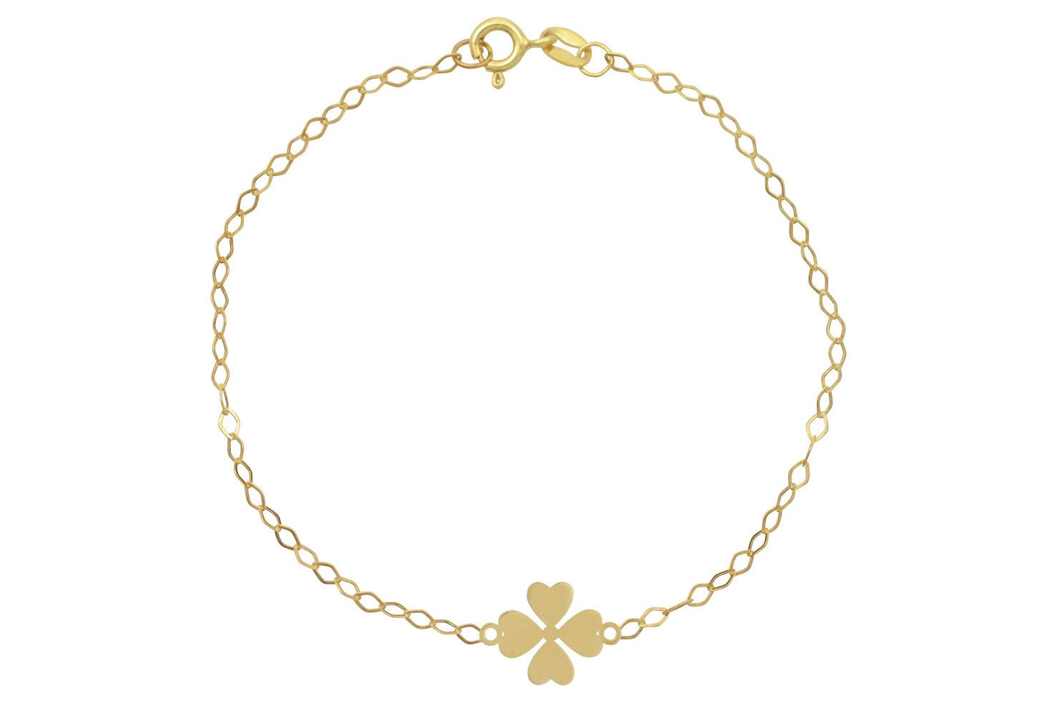 14k karaat klaver, klaver armband kinderen, schakel armband goud, klavertje vier armband kinderen, kinder 14 karaat armband 