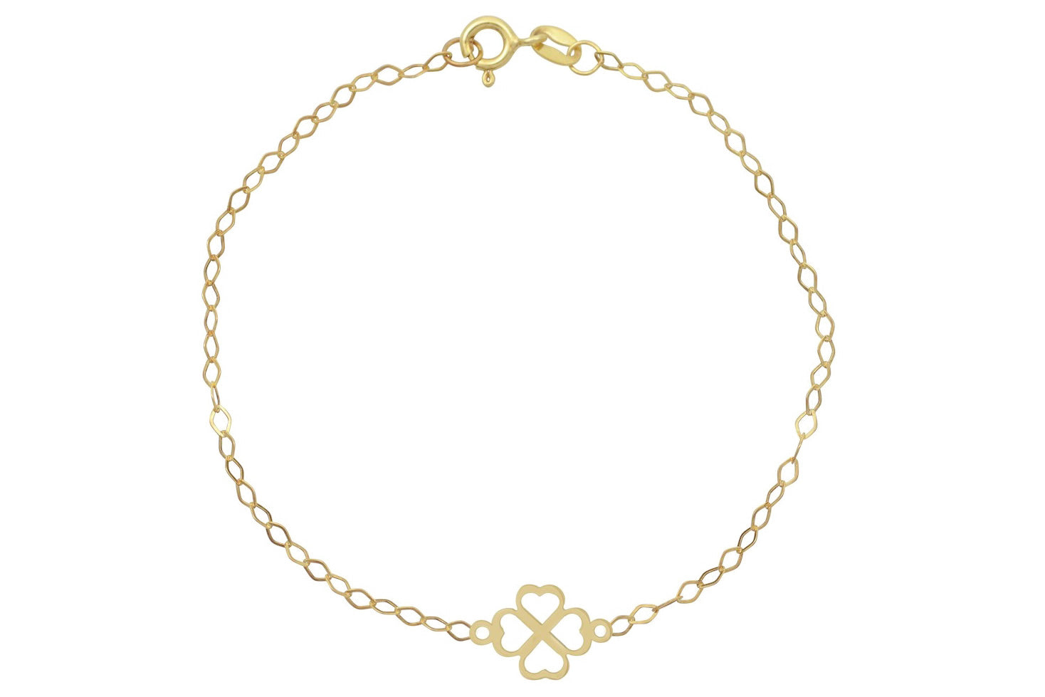 14 karaat klavertje vier kinder armband, kinder armband goud, baby klaver armband goud, 14k kinder schakel armband, armbanden moeder kind