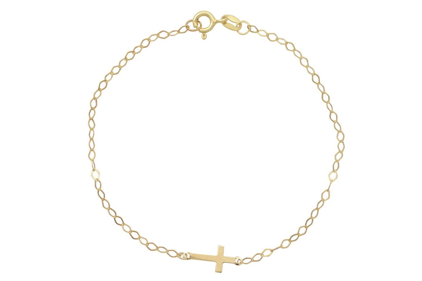 14 karaat kruis armband, kruis gouden armband, schakel armband baby, baby bedel armband, 14 karaat kruis armband 