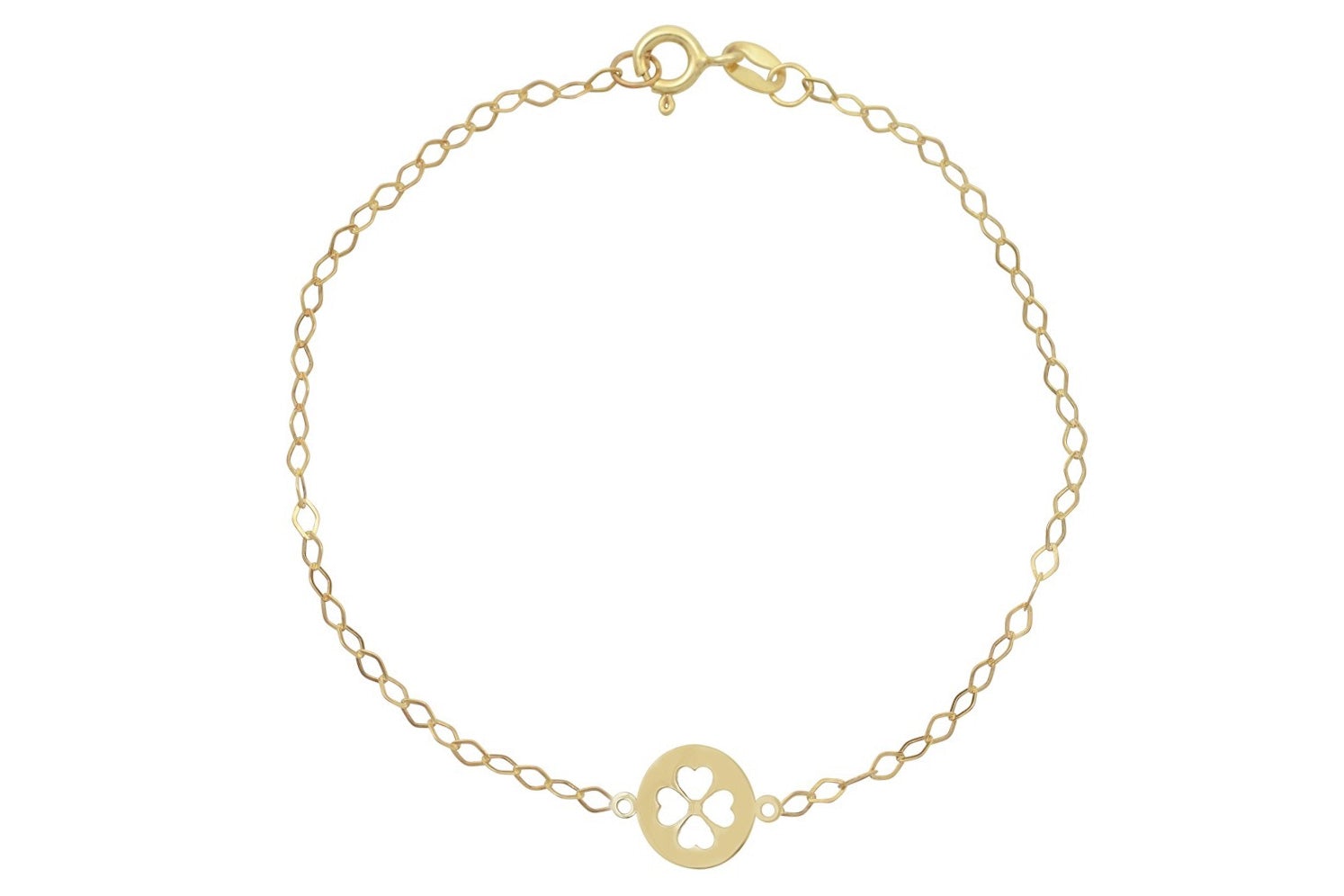 Armband klaver 4 goud, gouden klavertje vier,Gouden dames armband, dames armband,14 karaat armband dames, armband klaver vier voor dames, sierlijke gouden armband
