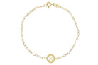 Gouden baby armband, kinder armband 14 karaat, gouden kinder sieraden, gouden schaklarmband klaver vier, 14k kinder armband klaver, klaver vier armband goud voor kinderen