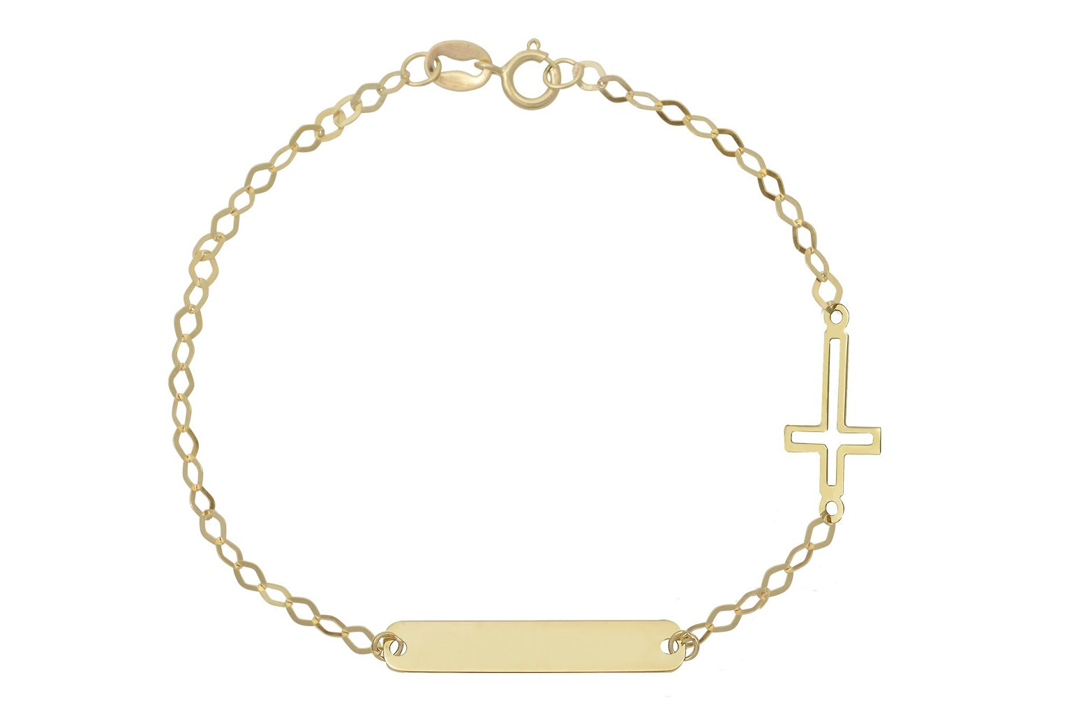 gouden naamplaatje armband, gouden graveerarmband, armand met een naamplaatje, kruis armband goud, 14k naamplaatje armband,  naamplaatje baby armband, gouden kruis armband