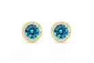 Aquamarijn soorbellen, oorbellen aquamarijn goud, zilveren aquamarijn oorbellen, blauwe oorbellen, ronde oorsieraden, aquamarijn sieraden, birthstone oorbellen, geboortesteen oorbellen maart, natturstenen aquamarijn, halo oorbellen, aquamarijn rosegoud oorbellen