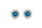 Aquamarijn soorbellen, oorbellen aquamarijn goud, zilveren aquamarijn oorbellen, blauwe oorbellen, ronde oorsieraden, aquamarijn sieraden, birthstone oorbellen, geboortesteen oorbellen maart, natturstenen aquamarijn, halo oorbellen, aquamarijn rosegoud oorbellen