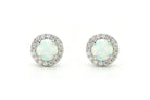 Opaal oorbellen gouden opaal oorbellen, opaal zilveren oorbellen, rosegouden opaal oorbellen, ronde opaal oorbellen, witte stenen oorbellen, birthstone opal, geboortesteen oorbellen, sieraden opaal, oktober sieraden, opaal ronde oorknoppen