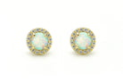 Opaal oorbellen gouden opaal oorbellen, opaal zilveren oorbellen, rosegouden opaal oorbellen, ronde opaal oorbellen, witte stenen oorbellen, birthstone opal, geboortesteen oorbellen, sieraden opaal, oktober sieraden, opaal ronde oorknoppen