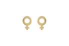 gouden oorknoppen venus, dames oorbellen goud, 14 karaat oorbellen vrouwenteken, vrouwenteken gouden oorbellen, vrouwenteken gouden oorbellen