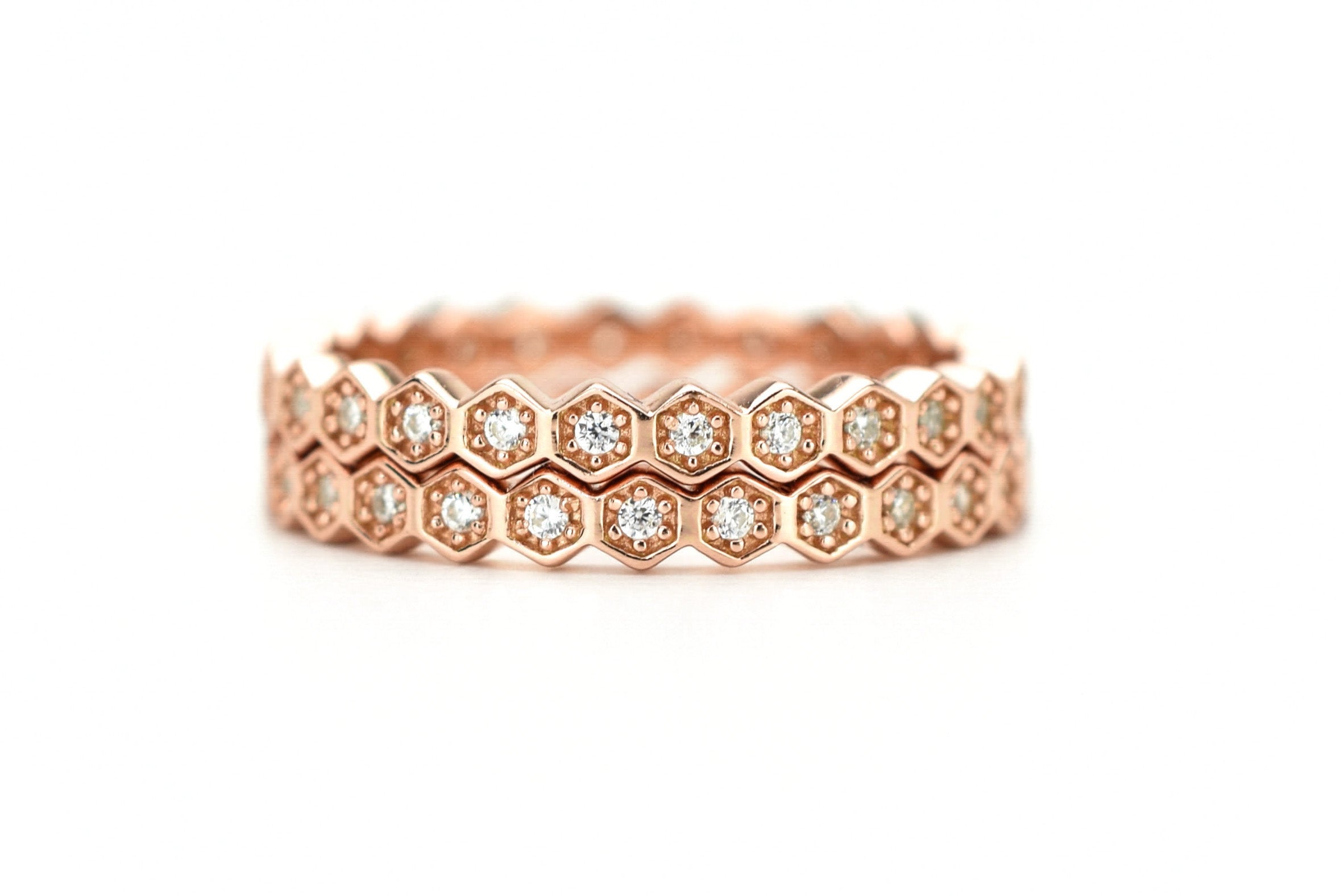 honingraat ring set, ringenset zilver, stapel ringen, aanschuifring zilver, honeycomb ring goud, aanschuifring rosegoud, unieke ringen