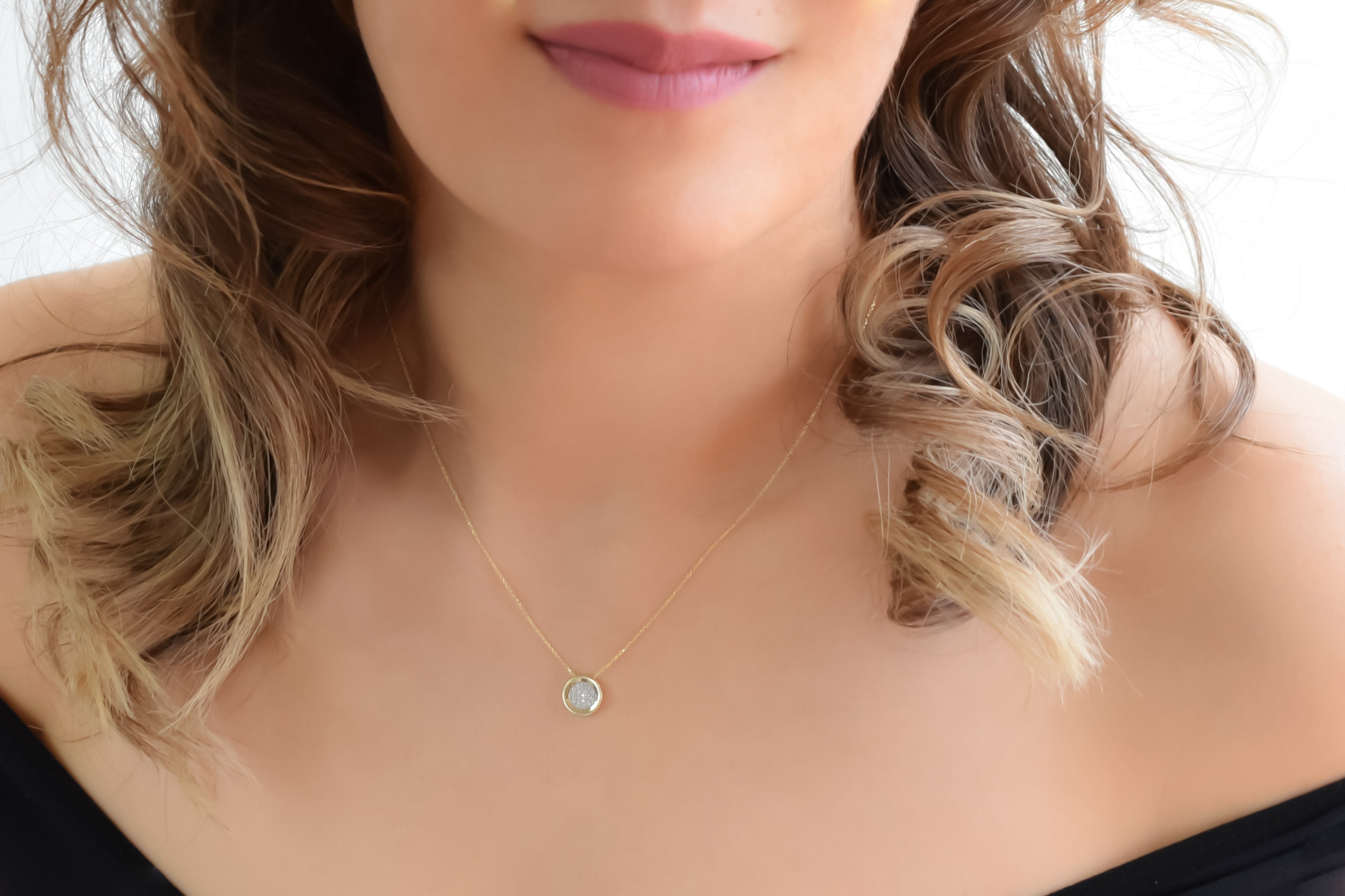 14k ronde ketting, dames gouden ketting, ketting voor dames 14 karaat, 14 karaat cirkel ketting, gouden ronde ketting met stenen, 14k kettting met stenen