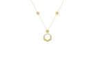 ketting goud, 14k goud ketting met hanger, gouden 14k ketting met zeshoekige hangers, ketting goud met zeshoekhanger